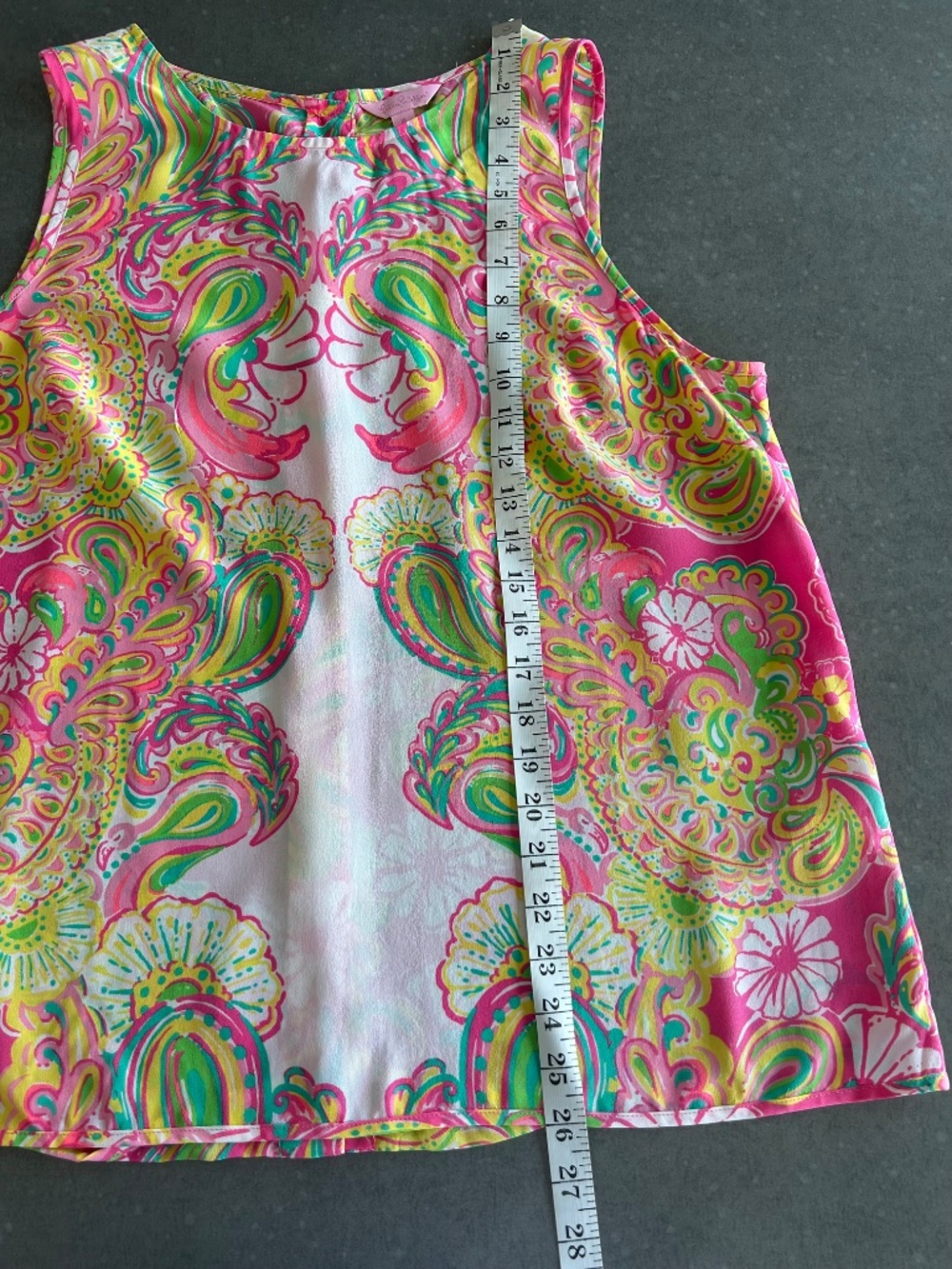 Lilly Pulitzer 100% Silk Iona Tank in Hotty Pink Double Trouble Sz XL EUC - Picture 5 of 5